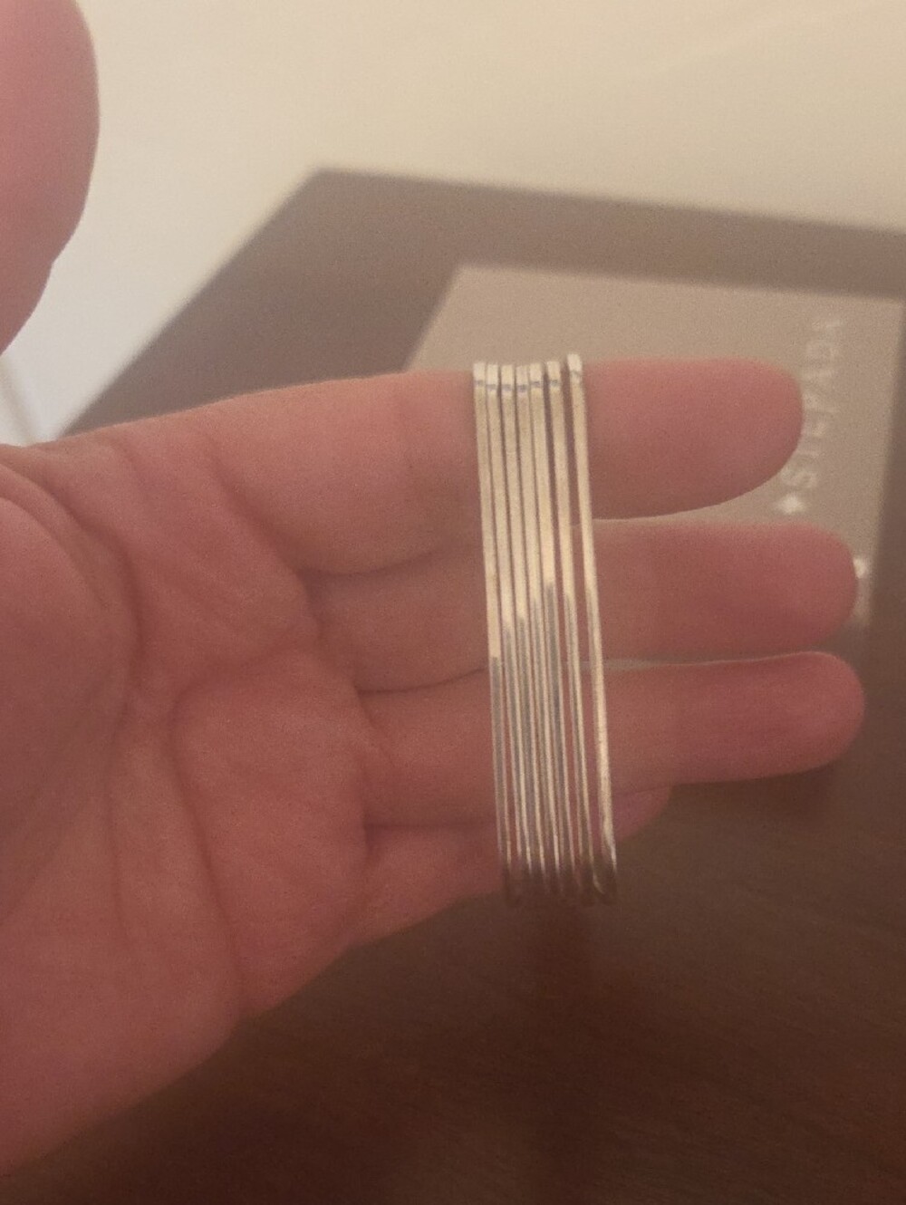 Silver Square Bangle Set - 7 - Picture 2 of 4